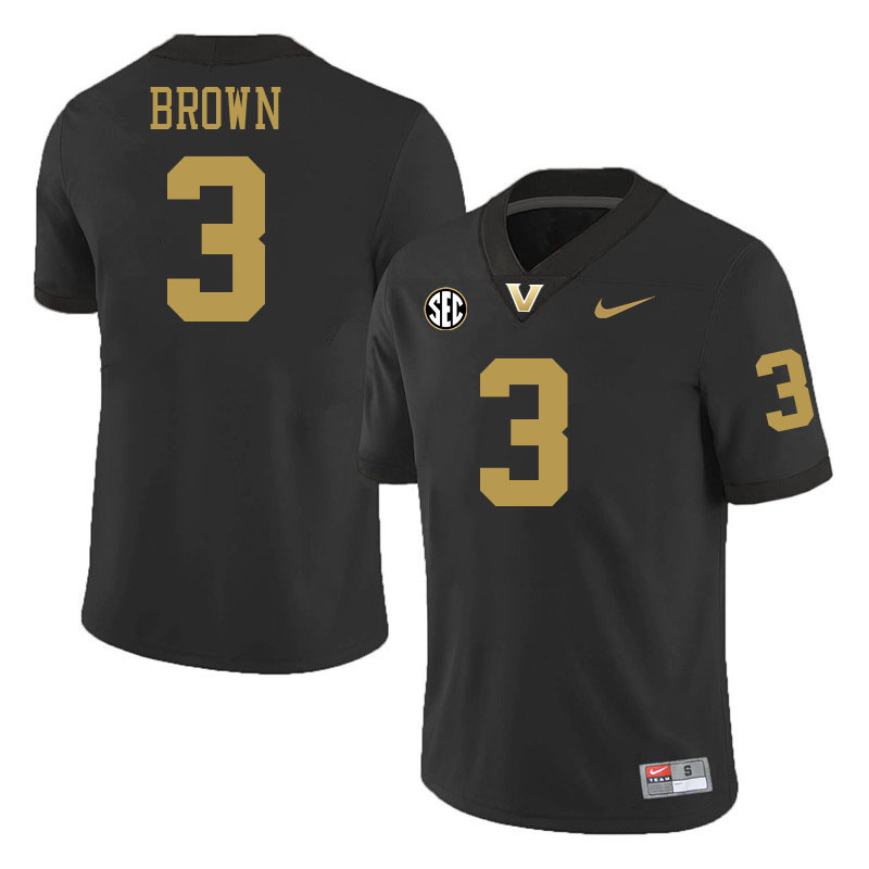Tristen Brown Jersey, Vanderbilt Commodores #3 Tristen Brown Football Jersey, Uniforms-Alternate Bla Tristen Brown Jersey, Vanderbilt Commodores #3 Tristen Brown Football Jersey, Uniforms-Alternate Bla